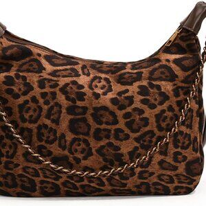 Leopard Faux Suede Purse for Women Cheetah Print Handbags Shoulder Purse Hobo pu